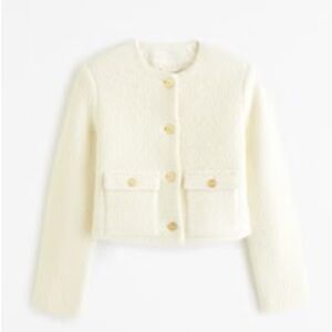 Collarless Boucle Jacket